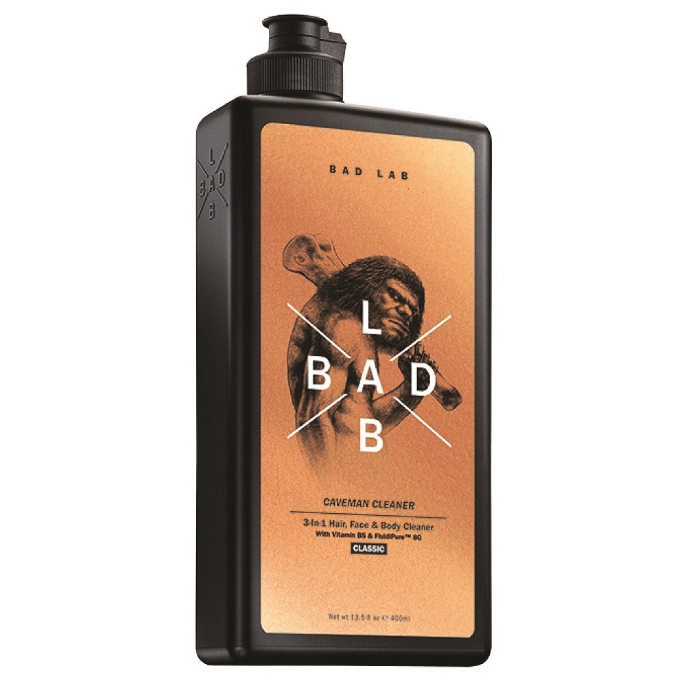 BAD LAB Classic Caveman 3-in-1 Hair, Face and Body Cleaner 400ml bottle against a clean white background.