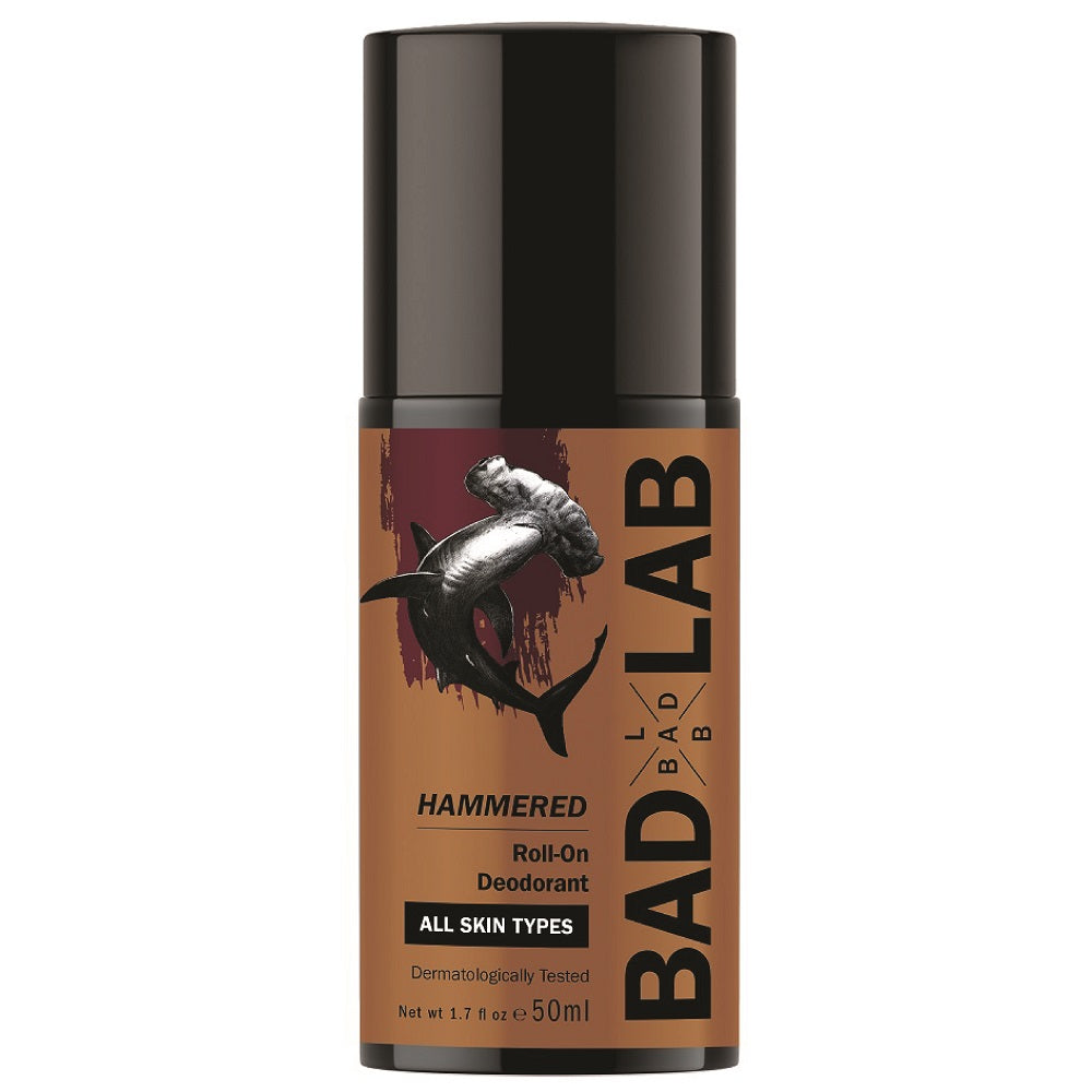 BAD LAB Hammered Roll-On Deodorant 50ml bottle, front view on a clean white background.