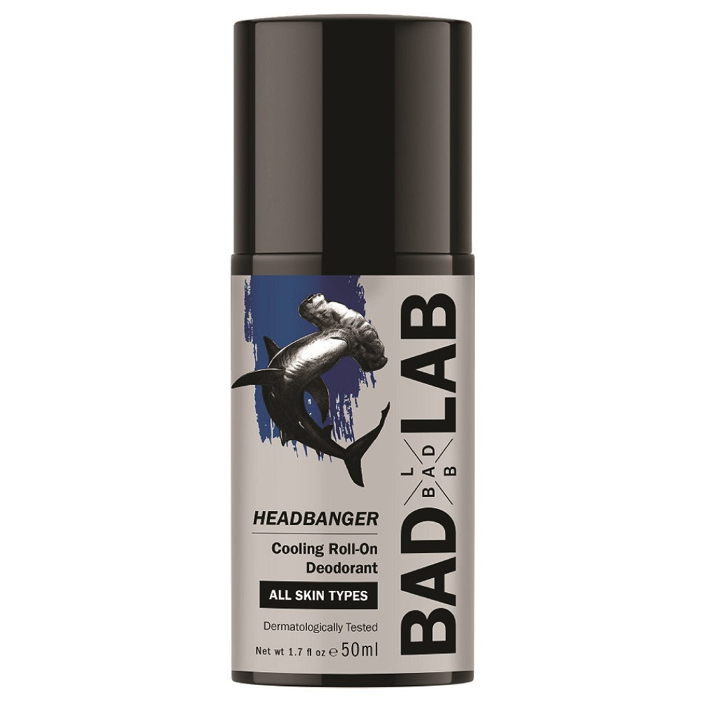 BAD LAB Headbanger Cooling Roll-On Deodorant 50ml bottle on a clean white background.
