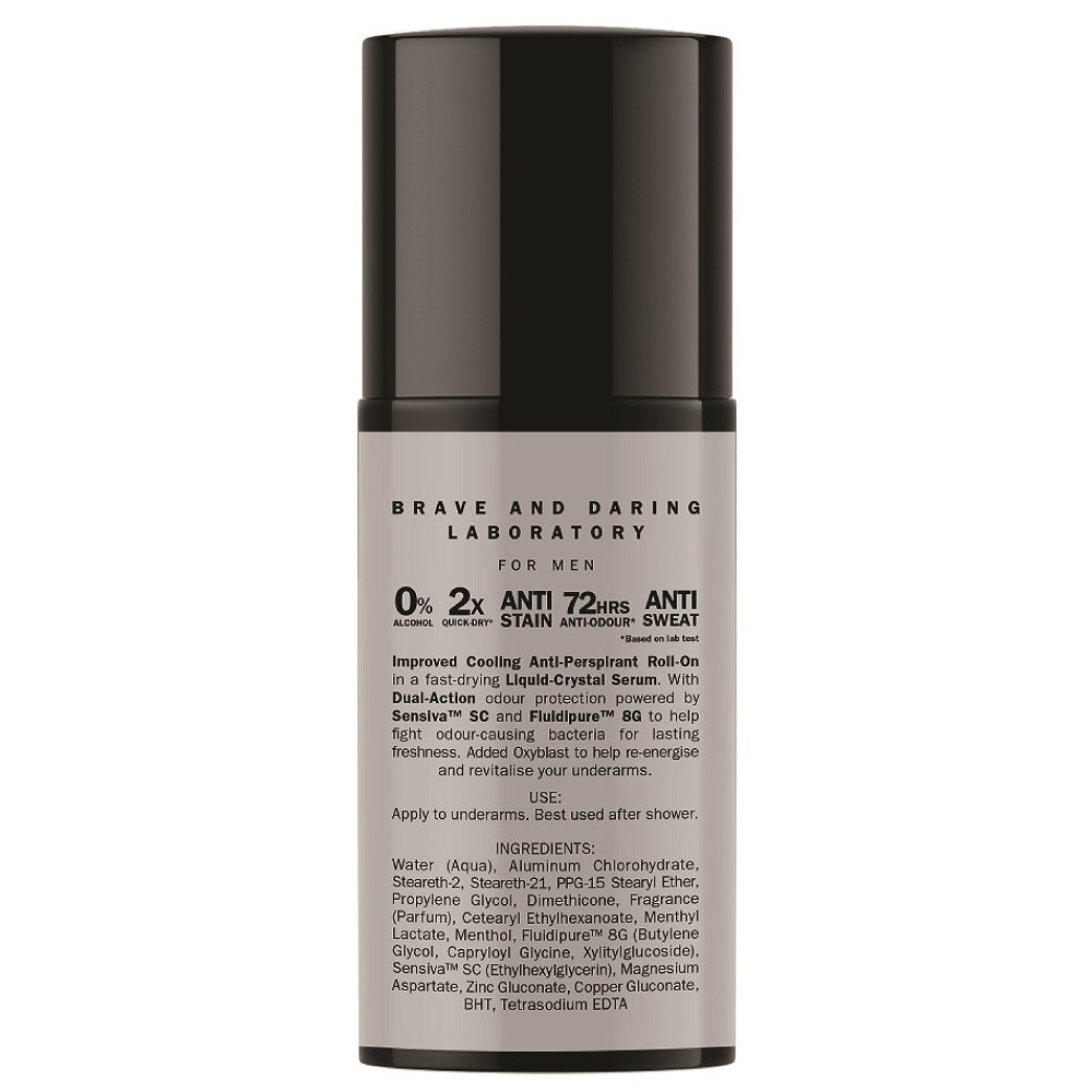 Ingredients and how to use on the back label of BAD LAB Headbanger Cooling Roll-On Deodorant (50ml)