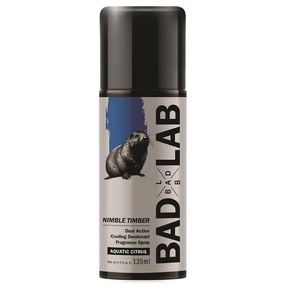 BAD LAB Nimble Timber Deodorant Fragrance Spray 135ml can.