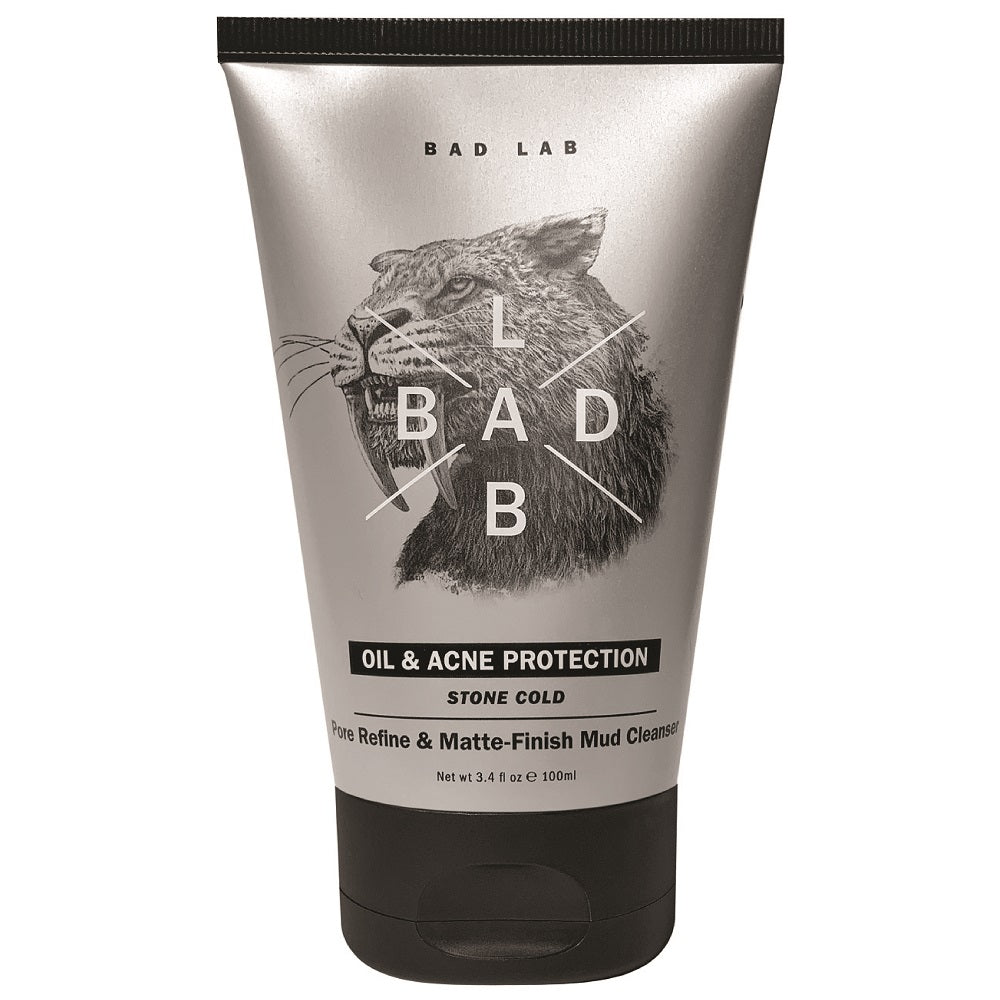 BAD LAB Stone Cold Pore-Refine and Matte-Finish Mud Cleanser 100ml tube on a clean background.