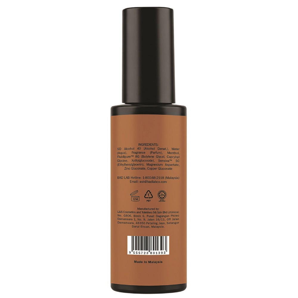 Ingredients list at the back of BAD LAB Supercharger Cooling Men's EDT (100ml)