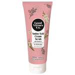 Good Virtues Co. Amino Acid Cream Scrub 100ml tube on a clean background, Malaysian halal skincare brand.