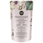 Back view of Good Virtues Co. Anti-Aging Shower Cream 600ml refill pack showing ingredients list and usage instructions.