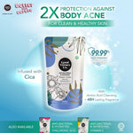 Refill pack of Good Virtues Co. Anti-Bacterial and Soothing Shower Cream 550ml on a minimalist background