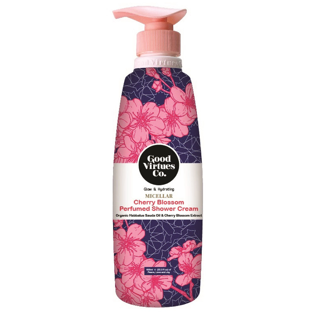 Good Virtues Co. Cherry Blossom Perfumed Shower Cream 650ml bottle front view