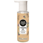 Good Virtues Co. Exfoliating Gel 100ml bottle on a clean white background, Halal skincare Malaysia.