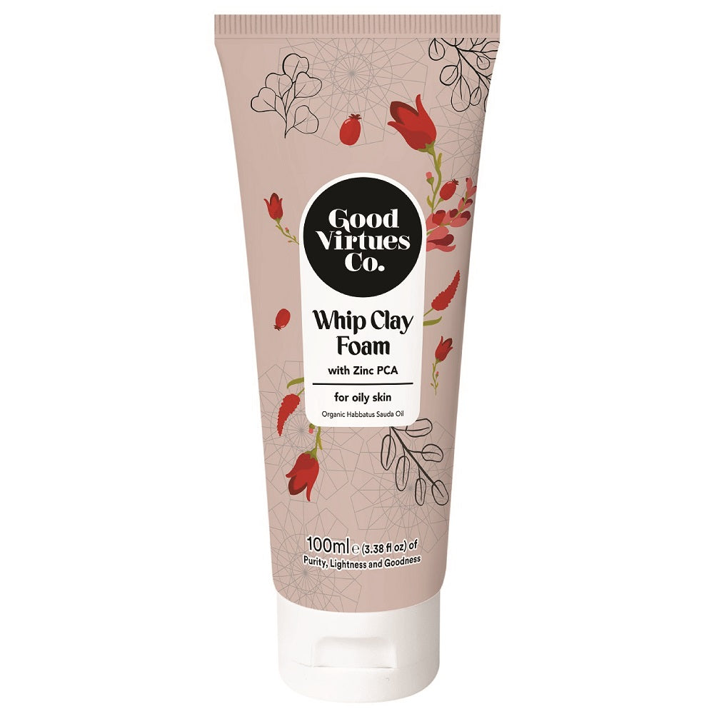 Good Virtues Co. Whip Clay Foam Cleanser 100ml bottle on a clean white background
