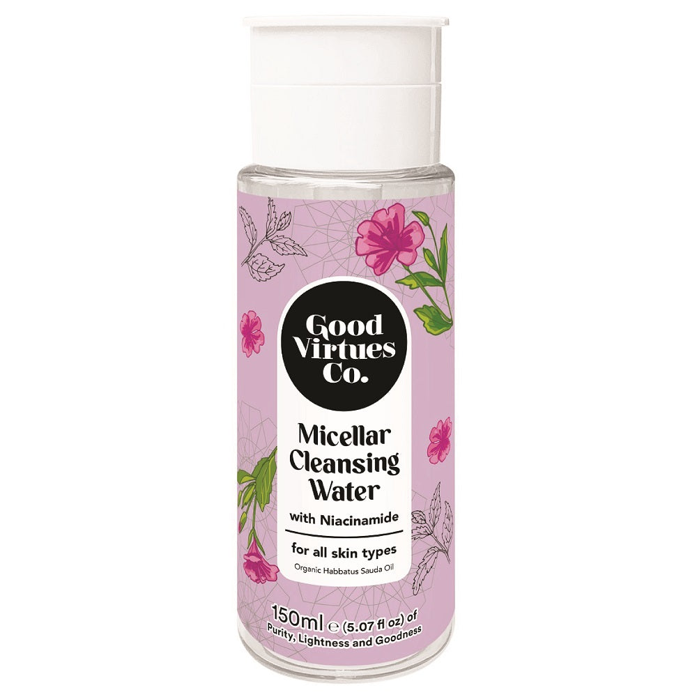 Good Virtues Co. Micellar Cleansing Water 150ml bottle on a clean white background.