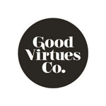 Black circular logo with 'Good Virtues Co.' text on a white background