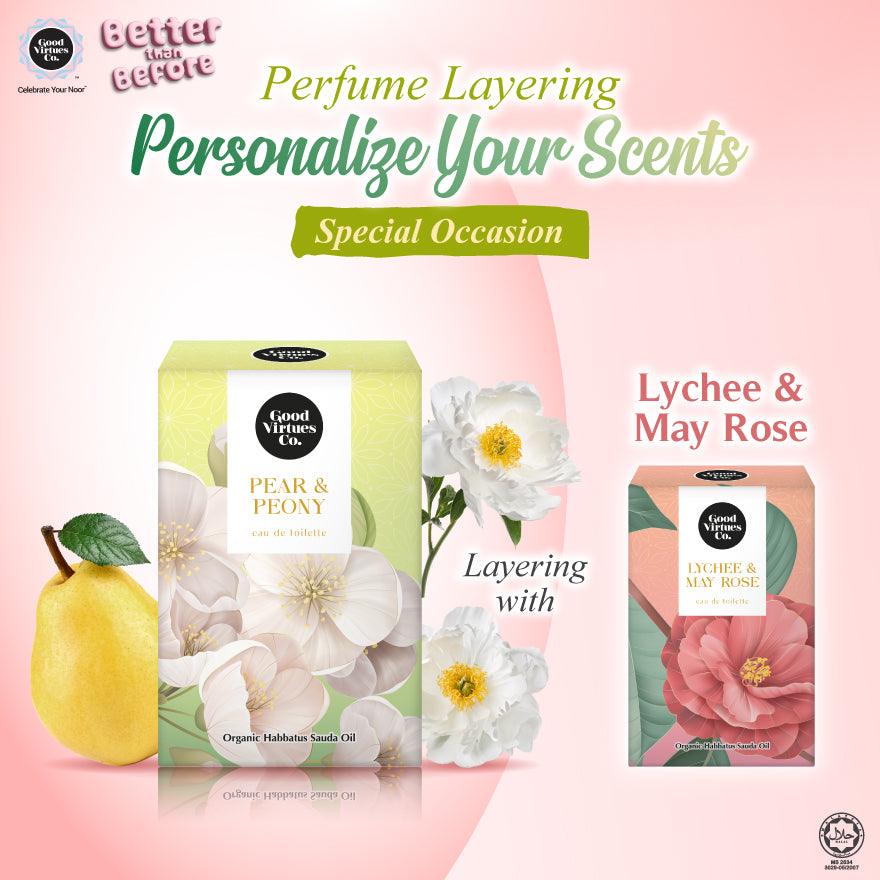 Recommended Pear & Peony layering with Lychee & May Rose