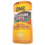 Front packaging of ONE Pleasure Dots Condoms 12-pack