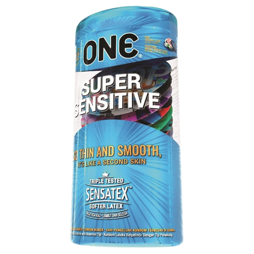 ONE Super Sensitive Condom 12 pack front box packaging on a clean background.