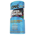 ONE Super Sensitive Condom 12 pack front box packaging on a clean background.