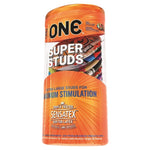 ONE Super Studs textured condoms 12-pack retail box front view