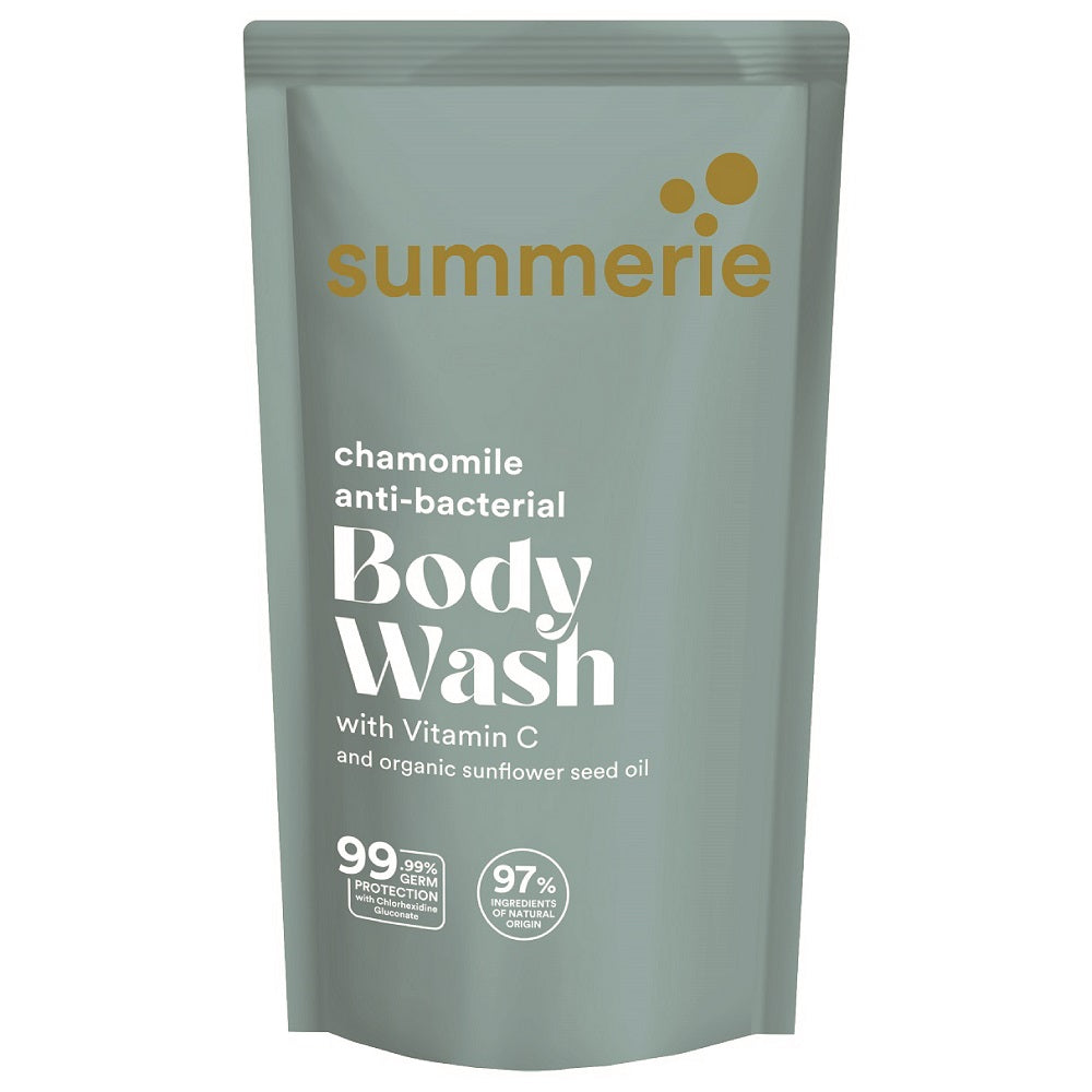 SUMMERIE Chamomile Anti-Bacterial Body Wash 550ml refill pouch packaging on a clean white background.