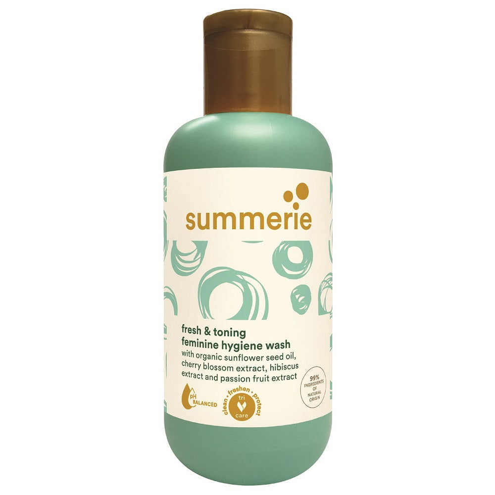 SUMMERIE Fresh and Toning Feminine Hygiene Wash 150ml bottle against a clean, minimalist background.