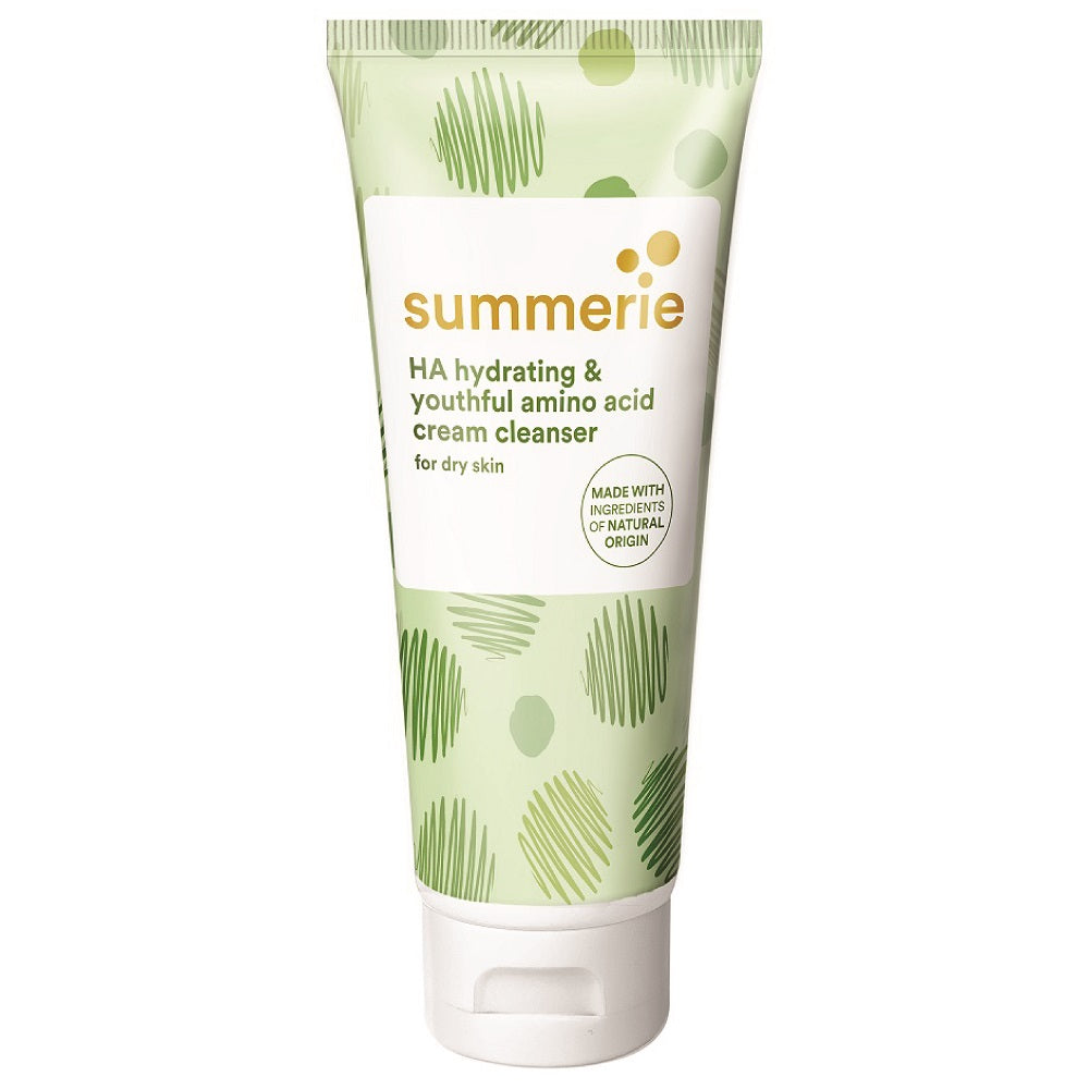 SUMMERIE HA Hydrating and Youthful Amino Acid Cream Cleanser 100ml bottle on a clean background, a gentle Malaysian skincare product for hydrated skin.