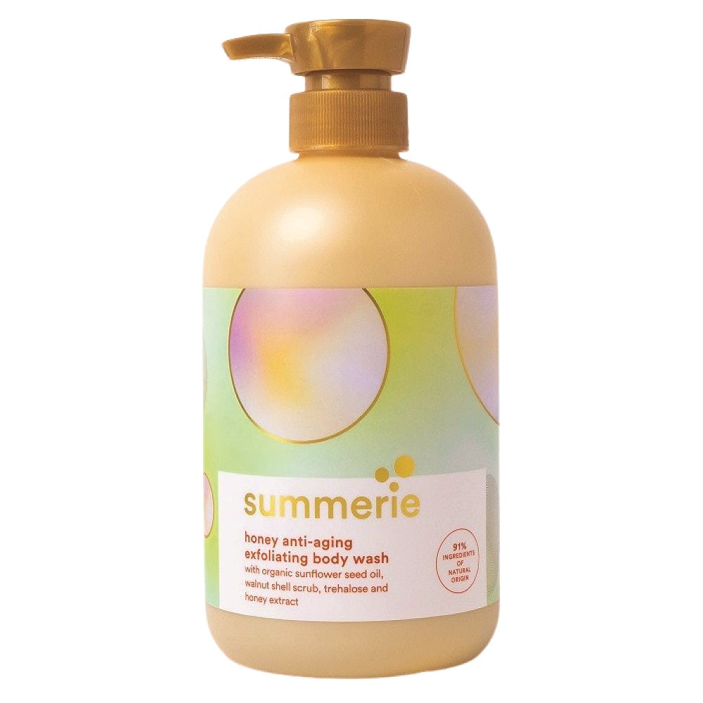SUMMERIE Honey Anti-Aging Exfoliating Body Wash 600ml pump bottle on a clean white background.