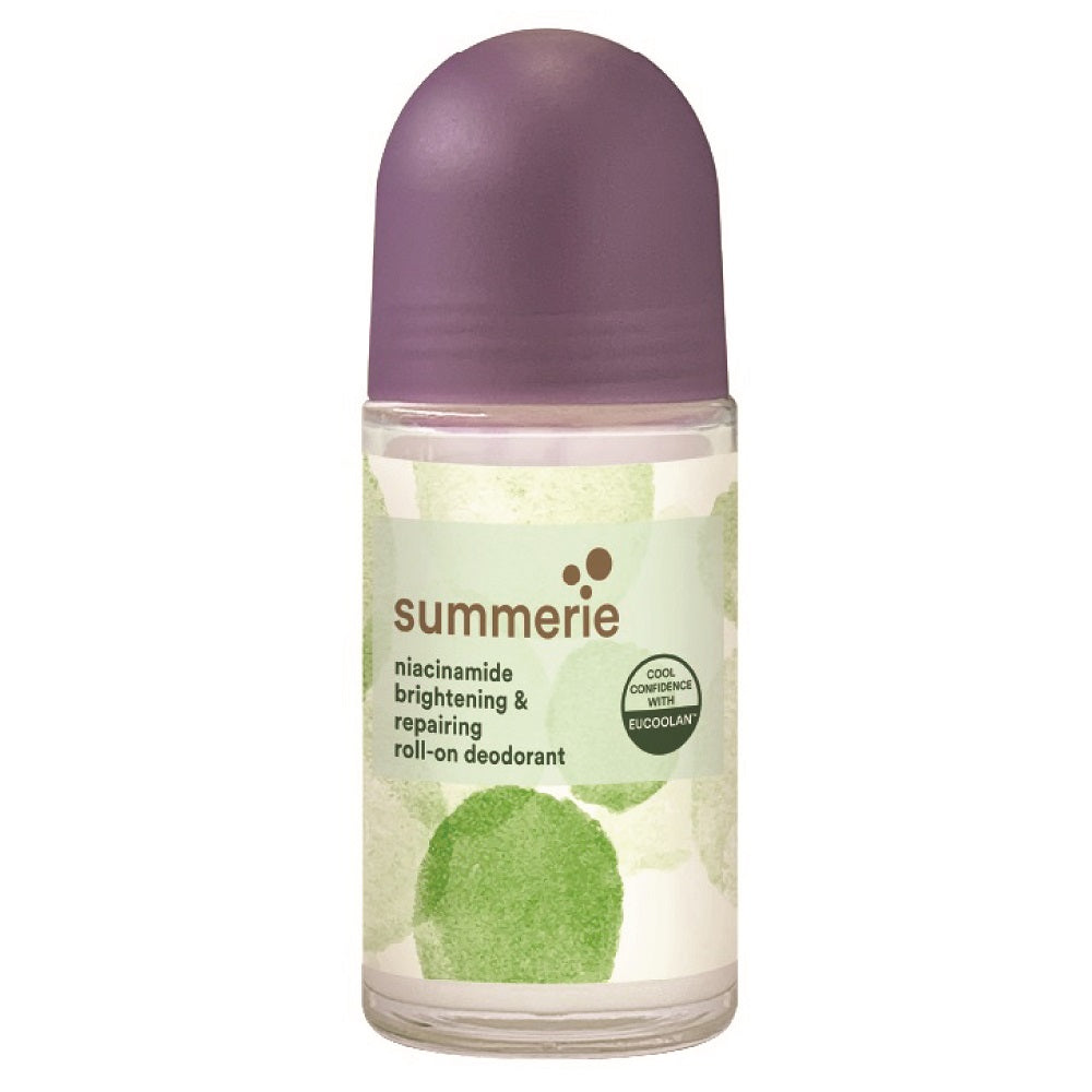 SUMMERIE Niacinamide Brightening & Repairing Roll-On Deodorant 50ml bottle on a clean white background.