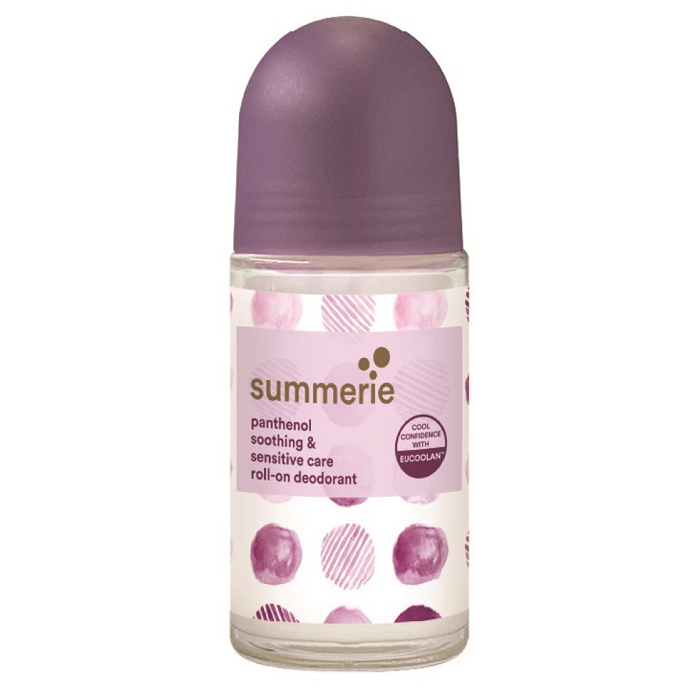 SUMMERIE Panthenol Soothing and Sensitive Care Roll-On Deodorant 50ml bottle on a clean white background.