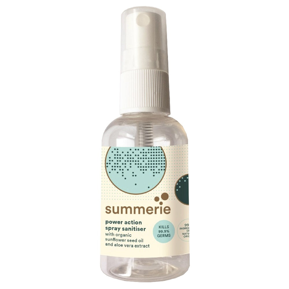 SUMMERIE Power Action Spray Sanitiser 50ml bottle on a plain background.