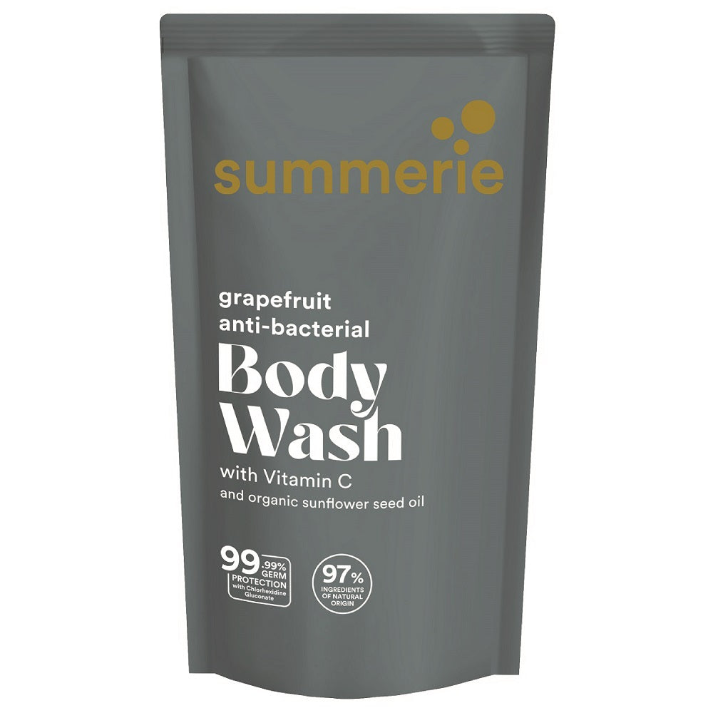 Summerie Grapefruit Anti-Bacterial Body Wash 550ml refill pack against a clean white background.